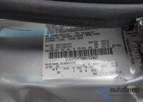 2011 Ford Fusion Sport z USA, uszkodzony, nr VIN 3FAHP0KC0BR153461